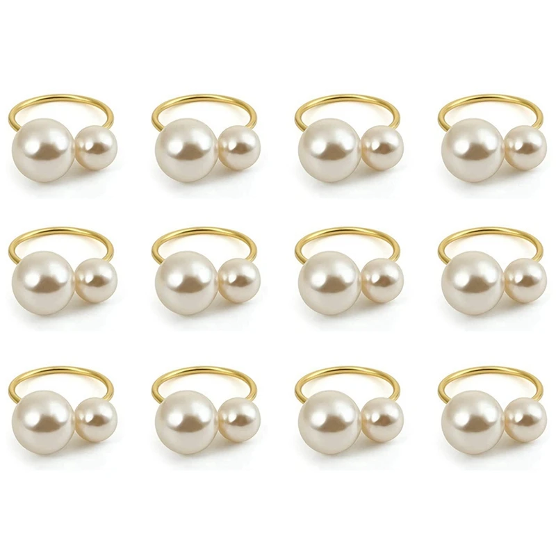 

12 шт., кольца для салфеток с жемчугом
