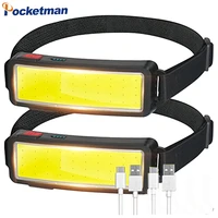 strong power cob led headlight usb rechargeable headlamp waterproof floodlight built in battery camping outdoor led head light