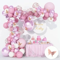 112pcs macaron pink metal barbie pink balloon garland arch kit birthday party decor kids baby shower wedding party latex balloon