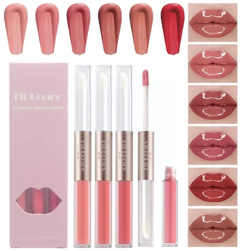 

Double-ended Lip Gloss Moisturizer Lip Plumper Long Lipstick Tint Glaze Plump Lasting Gloss Lip Waterproof Liquid Clear Lip V1E5