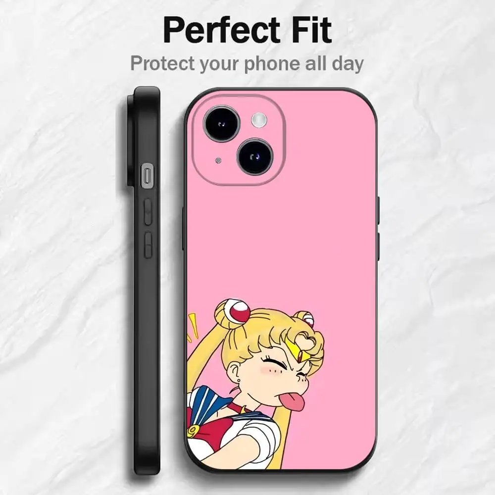 Фото Чехол для телефона Sailor Chibi Moo для 17, 16, 15, 14, 13, 12, 11 Mini XS XR X 6S 6 Pro Max Plus, черный мягкий чехол №4