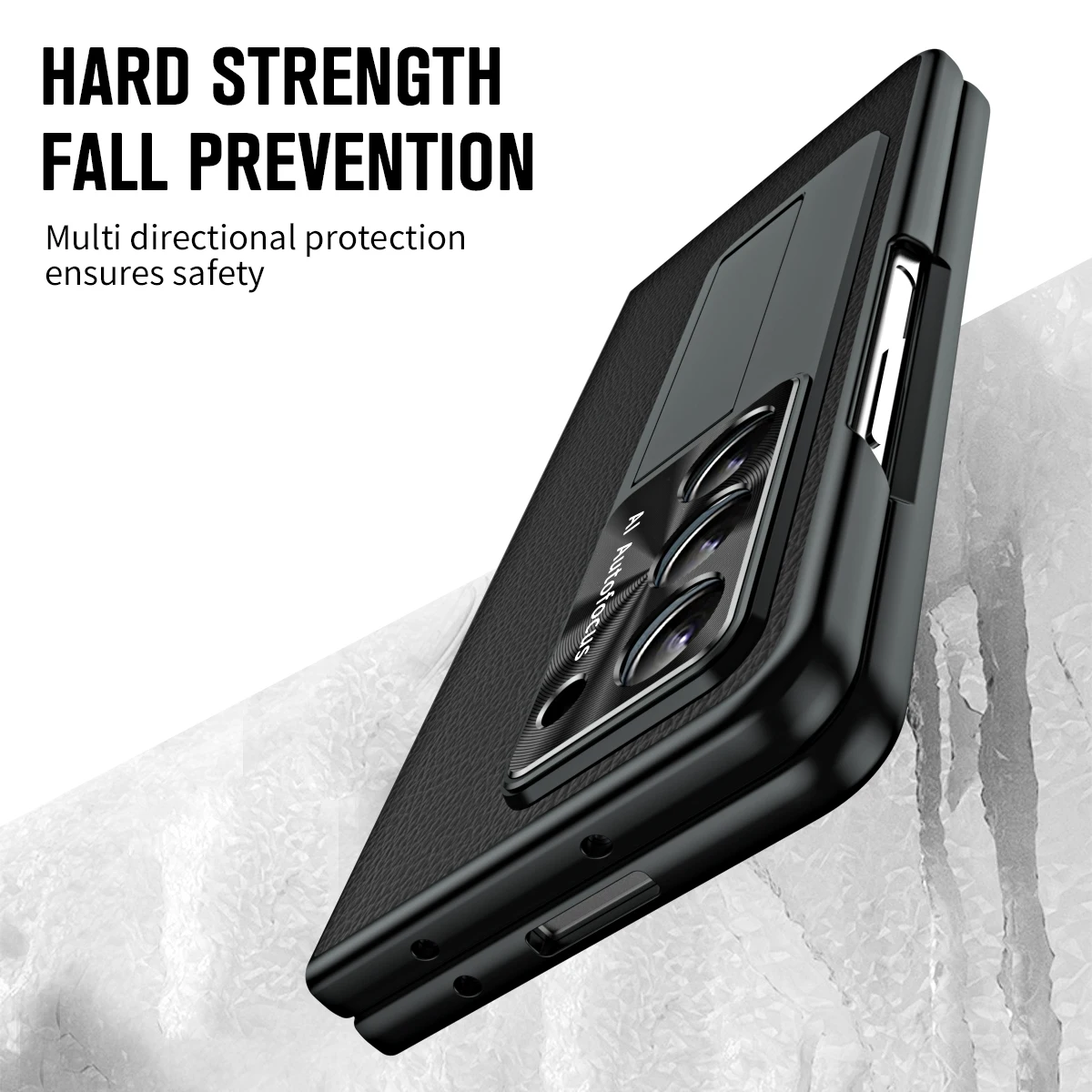 For Samsung Galaxy Z Fold 5 Case Shell Film Integrated Electroplating Leather Bracket Folding Hinge Pen Slot Shockproof Cover