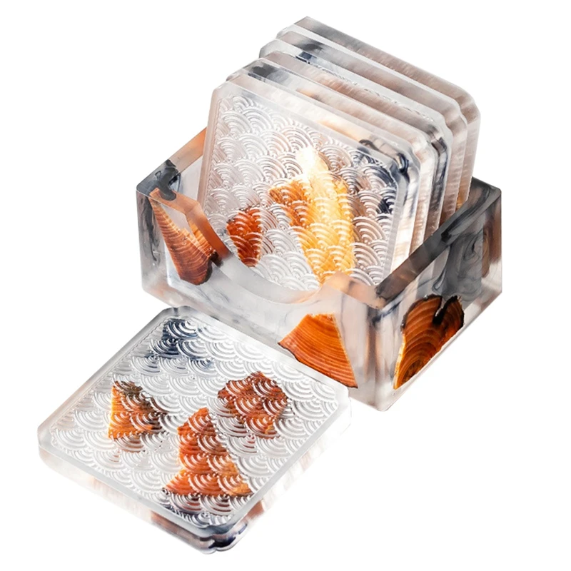 

1 Set Resin Coasters Heat-Resistant Placemats Drink Mat Tea Coffee Cup Pad Waterproof Non-Slip Table Decor Tableware Pad