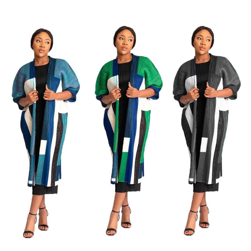 

African Dresses for Women Spring Autumn African Women Three Quarter Sleeve Polyester Dress with Coat African Clothes Women