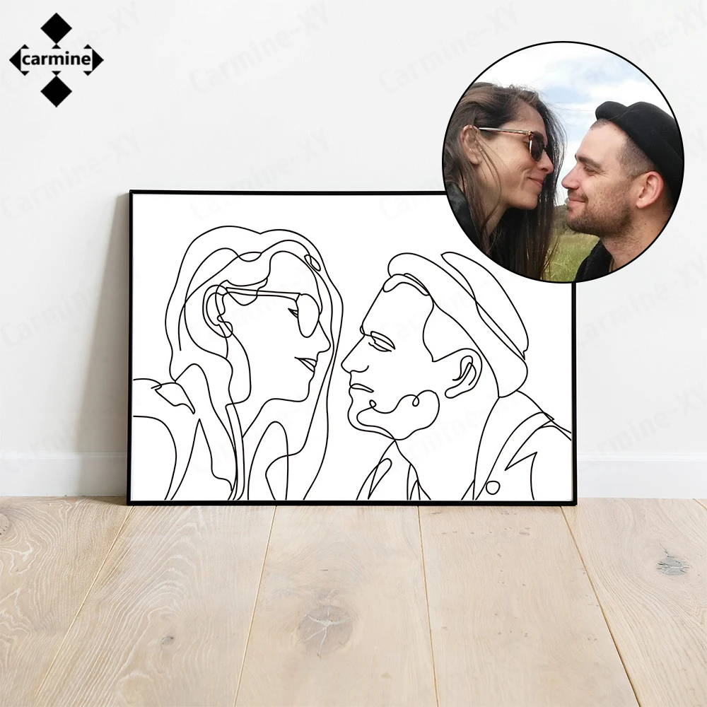 Пользовательская линия холст живопись обнаженный портрет семейный друг от фото