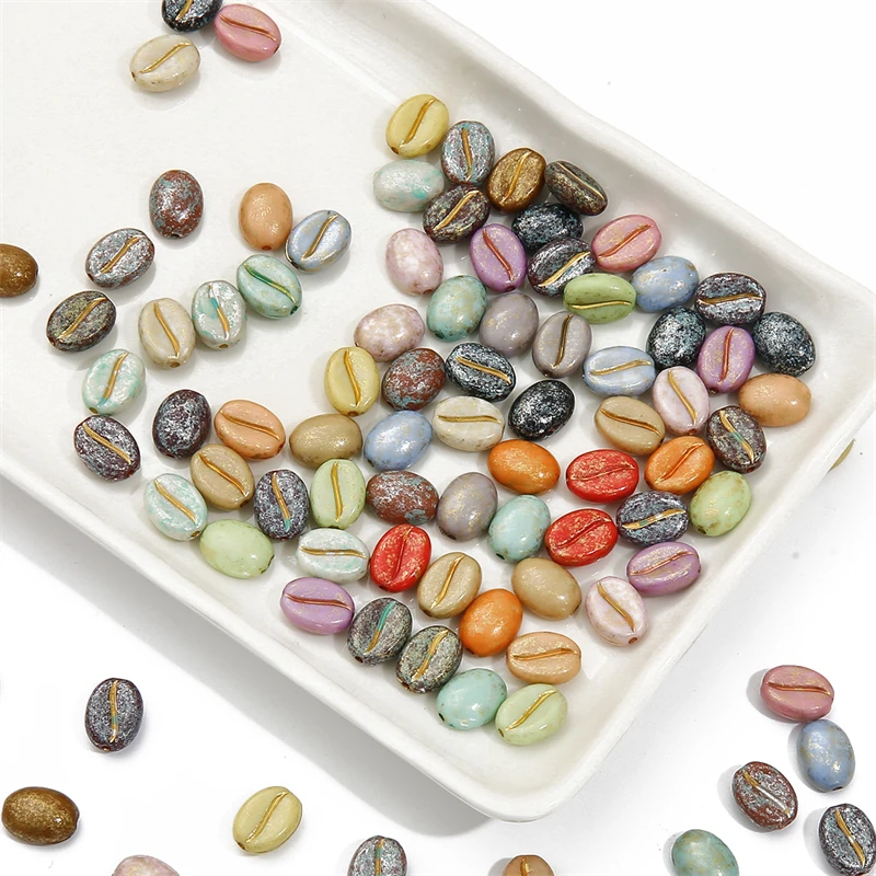 Акриловые бусины в форме кофейных зерен 10x8 мм 20/50 шт