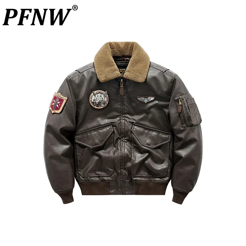 

Мужская кожаная куртка PFNW, хлопковая утепленная куртка-пилот в стиле ретро, в стиле панк, для зимы, 12Z5259