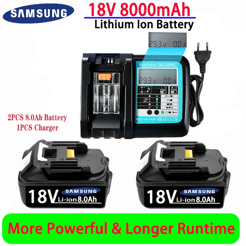 

Перезаряжаемый литий-ионный аккумулятор для электроинструмента со светодиодной подсветкой, 18 в, 8000 мАч, 10 Ач, LXT BL1860B BL1860 BL1850