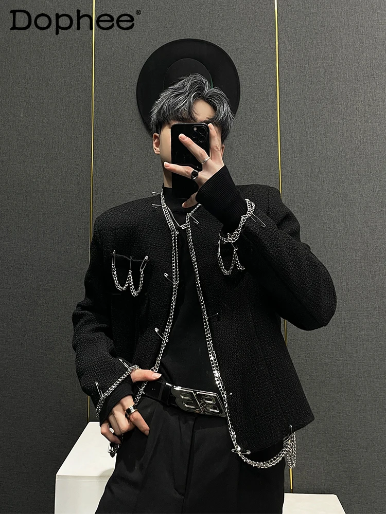 Модное декоративное короткое пальто в стиле ретро с цепочкой новые изысканные