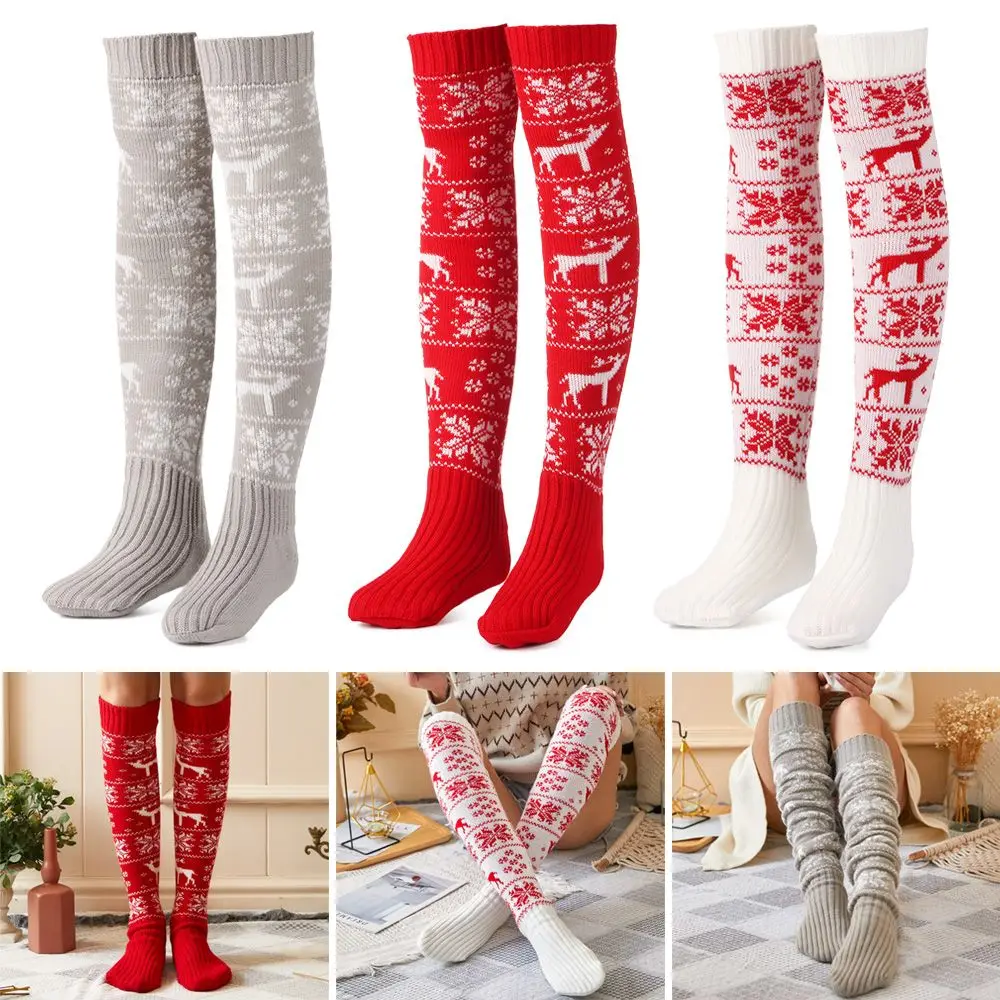 

Рождественский подарок, женские зимние теплые вязаные чулки, гольфы, рождественские чулки