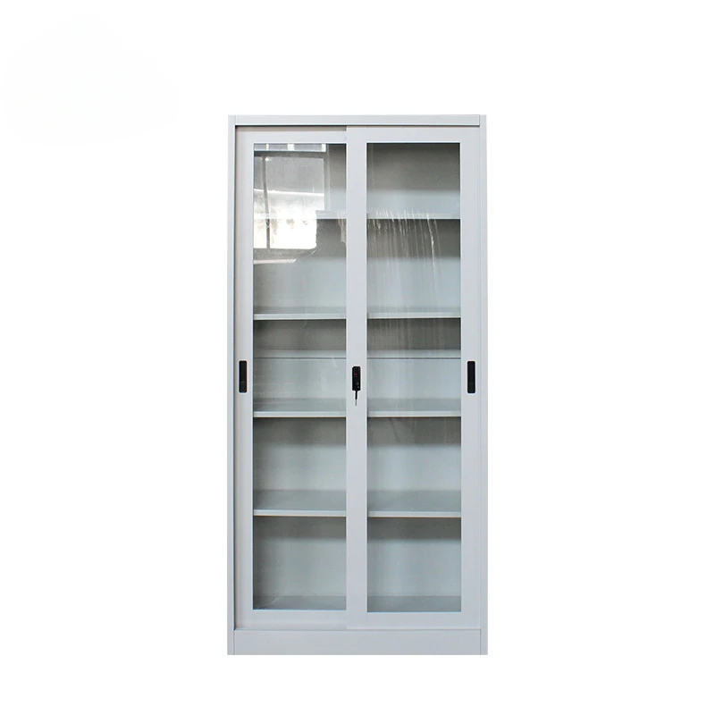 

White Color Sliding Glass Door Cabinet Metal Furniture Filling Cabinets Supplier