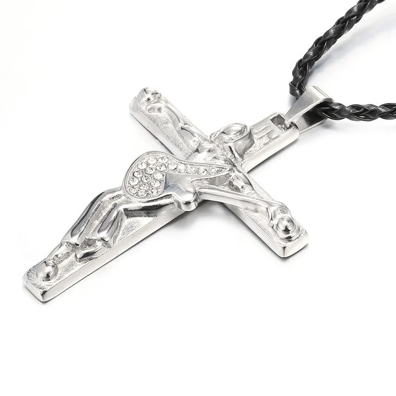 

New Fashion Trend Personality Female Necklace Angel Pendant Cross Pendant Religious Jewelry Accessories