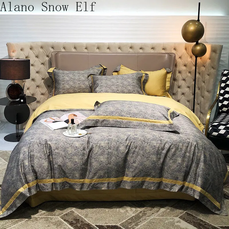 

2023 New 100S Cotton Home Bedroom Bedding Set Stamp Cover Flat Sheet Bed for Adult Bed Edredom King Gift Queen Bedding Set