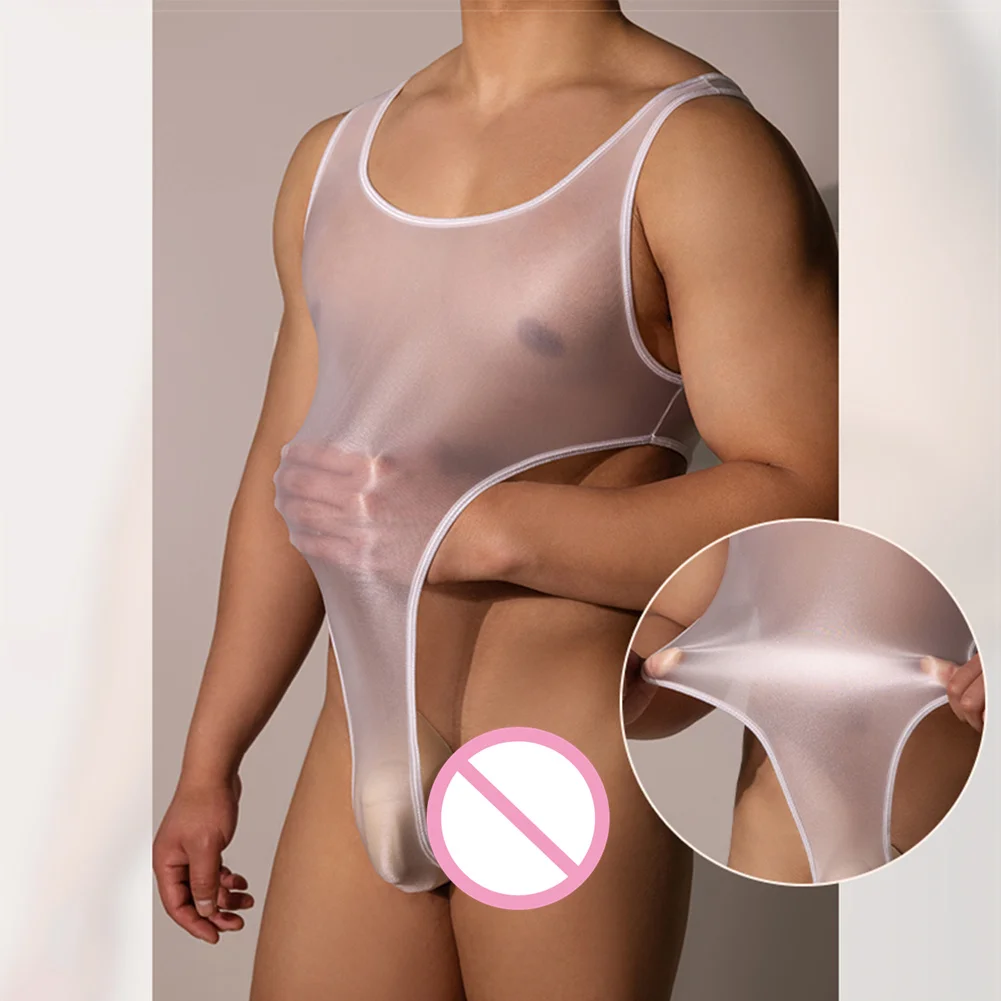 

Mens See Through Leotard Wrestling Singlet Lingerie Gay Temptatio T Back Bodysuit High Cut Swimwear Shiny Erotic Club Bodycon
