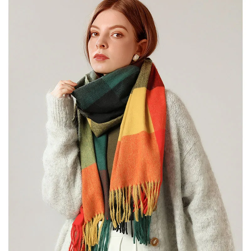 

Luxury Brand Shawl For Women Fashion Cashmere Women Plaid Scarf Women Cashmere Shawl And Wraps Female Foulard Long Thick Blanket