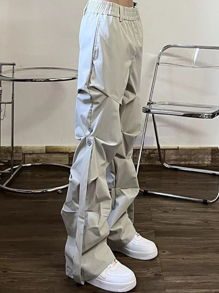 

Cargo Pants Overalls Wrinkled Functional Men High Street Hip-hop Trousers Loose Micro-flare Casual Pants Streetwear