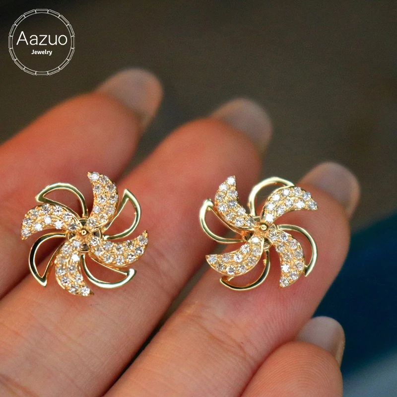 Серьги-гвоздики Aazuo из белого золота с бриллиантами 18 К карат