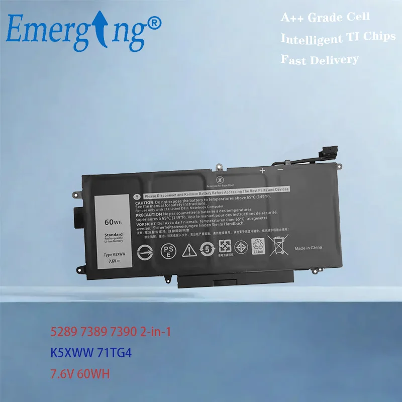 Фото Аккумулятор K5XWW для Dell Latitude 5289 7389 7390 серии 2-в-1 71TG4 725KY N18GG 7.6В 60Втч №1