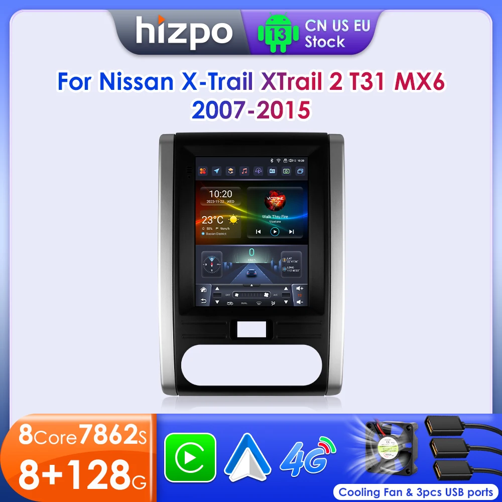 Автомагнитола Hizpo для Nissan X-Trail Xtrail 2 T31 MX6 2007 мультимедийный плеер Din стерео Carplay GPS в