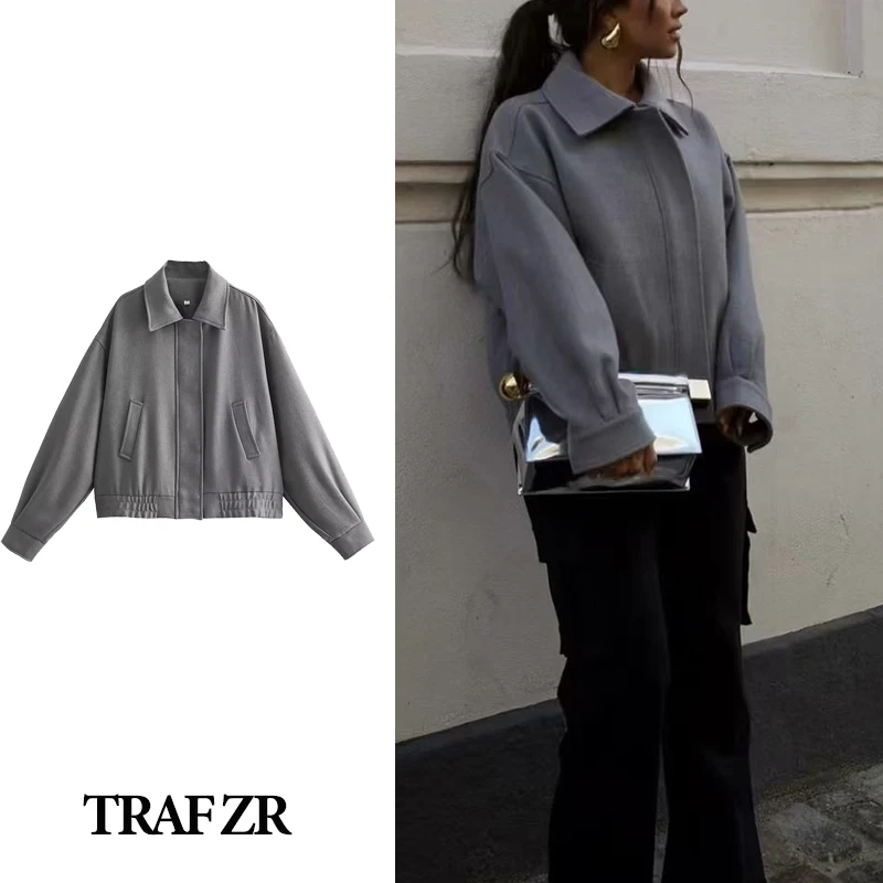 

TRAF ZR Jackets for Women 2023 Winter Coat for Women Y2k New in Outerwears Harajuku Old Money Style Women Bomber Jackets