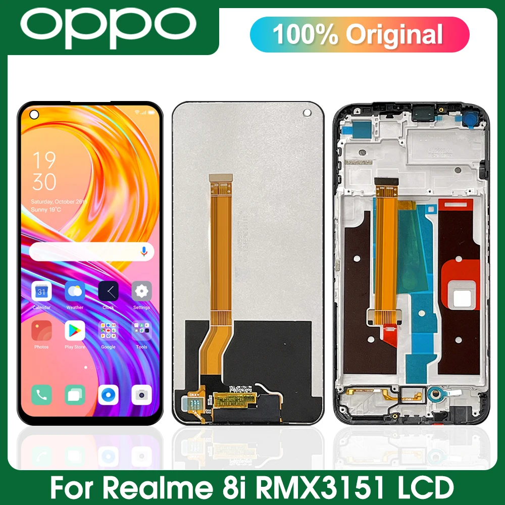

Original For Oppo Realme 8i LCD Display with Frame,For Realme8i Russian Version RMX3151 LCD Touch Screen Digitizer Assembly