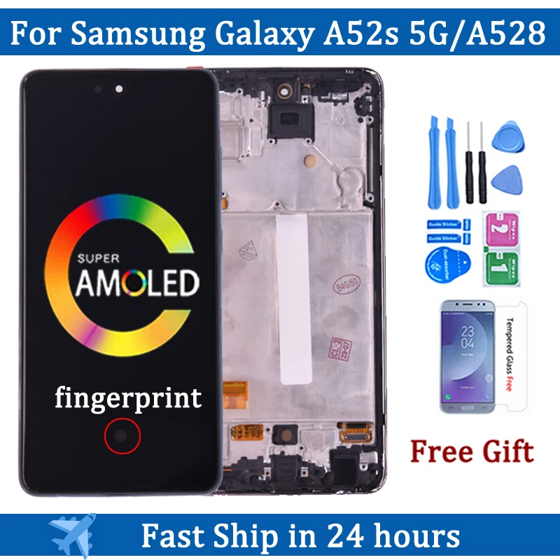 ЖК-дисплей Super AMOLED 6,5 дюйма для Samsung A52s A528, дисплей с сенсорным экраном, дигитайзер, ЖК-дисплей для Samsung A52S, деталь для замены ЖК-дисплея