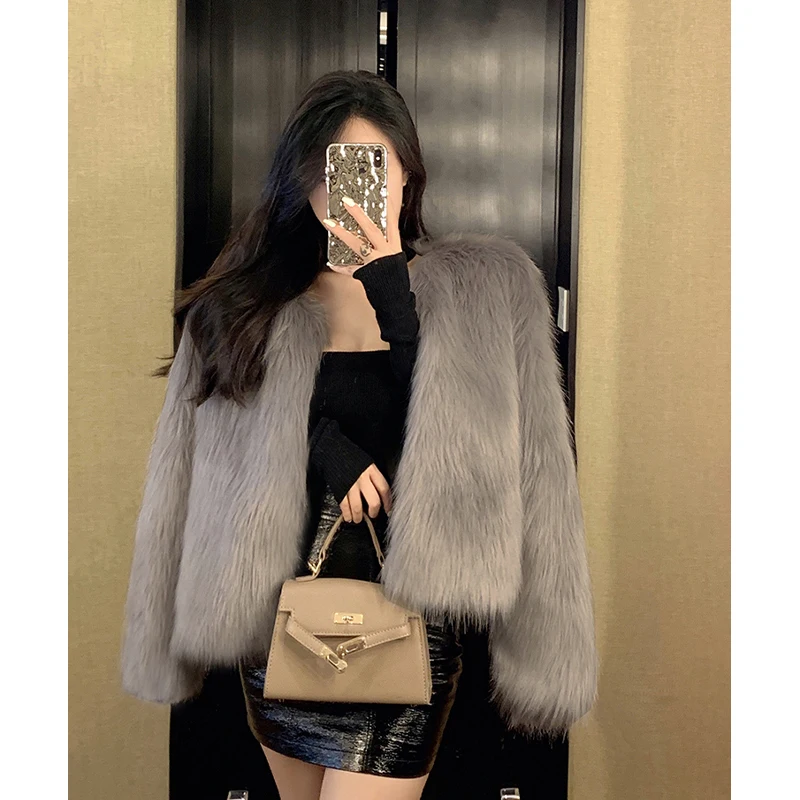 Winter New Women's Fur Coat Loose High Street Women Long Sleeve Fox Fur Jacket Casual Versatile Thickened Warm Outerwear 2022
