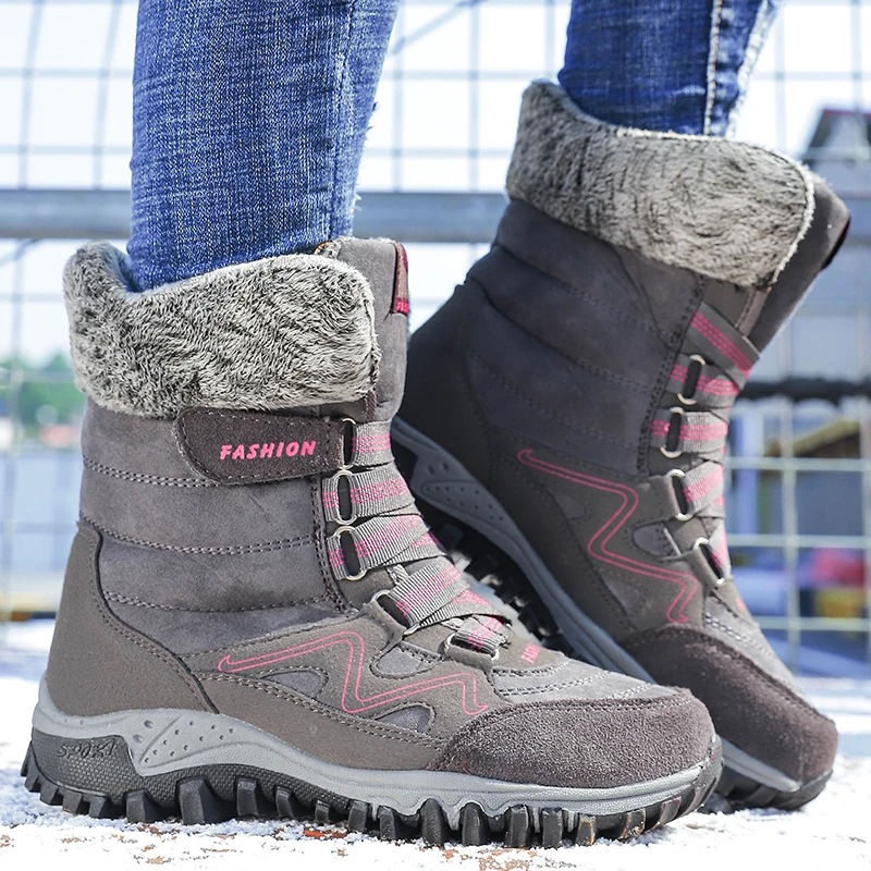 STRONGSHEN Winter Women Snow Boots Women Warm Fur Ankle Boots High-tops Female Non Slip Waterproof Boot Rubber Travel Shoes