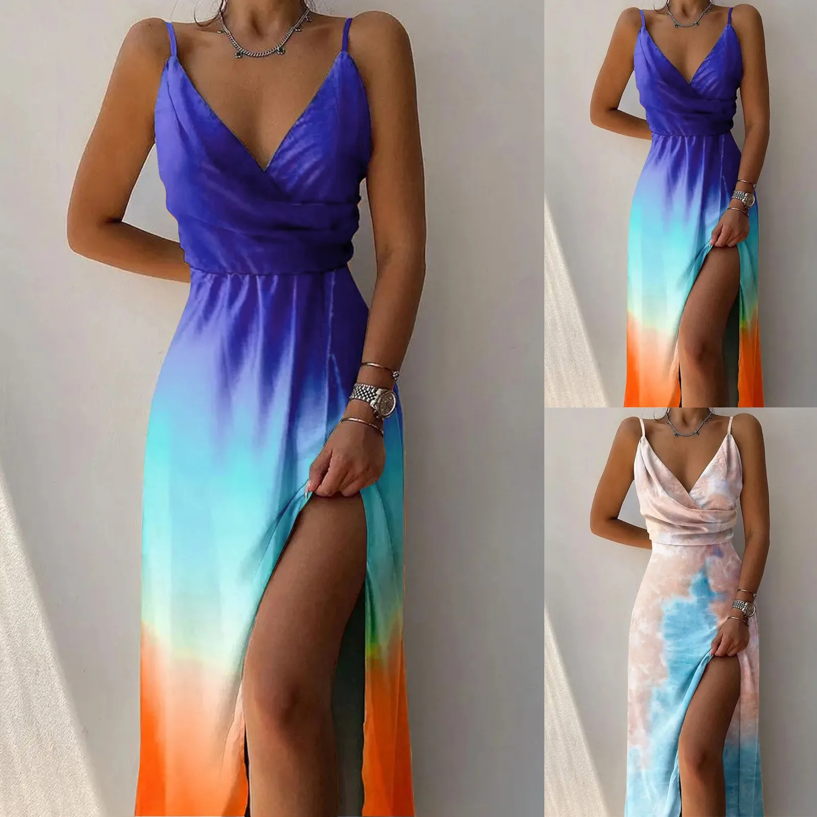 

Женское Свободное длинное платье-макси без рукавов