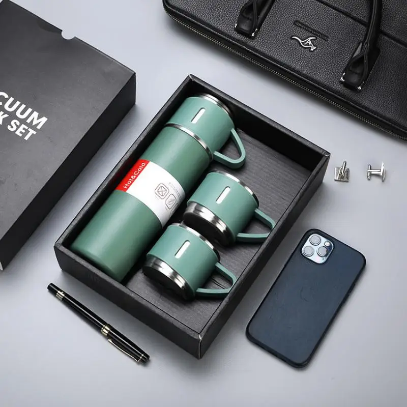 

304 Double Wall Hot and Cold Vacuum Flask Gift Set Thermos Stainless Steel Insulated Travel Business Trip Water Bottle for Men