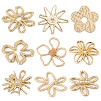 5 10pcs zinc alloy hollow flowers charms pendant connector for diy handmade drop earrings necklace jewelry making accessories