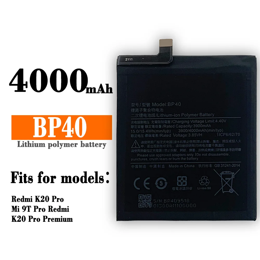 

Сменный аккумулятор BP40 для Xiaomi Redmi K20 Pro Mi 9T Pro Mi9T Redmi K20 Pro, Премиум перезаряжаемый аккумулятор 3900 мАч
