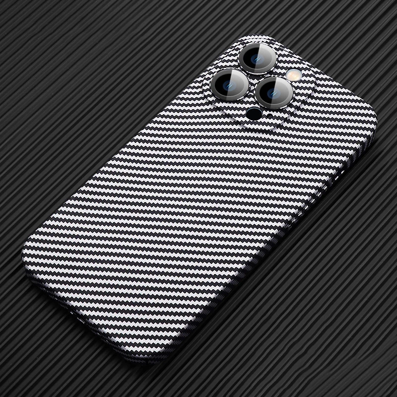 2022 NEW Carbon Fiber Lens Protection Phone Case for iPhone 13 12 Pro Max Thin Carbon Fiber Hard Cover Armored guard Cases