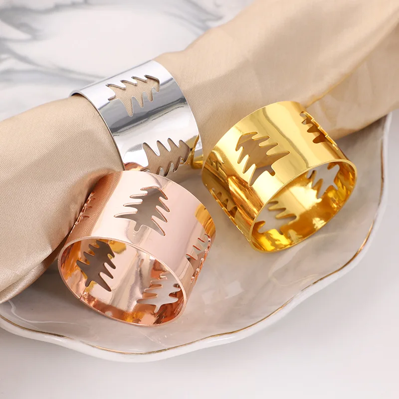 

6PCS SET Christmas Tree NAPKIN RING Christening Bangle Serviette Ring Wedding Meeting Conference Dinning Room