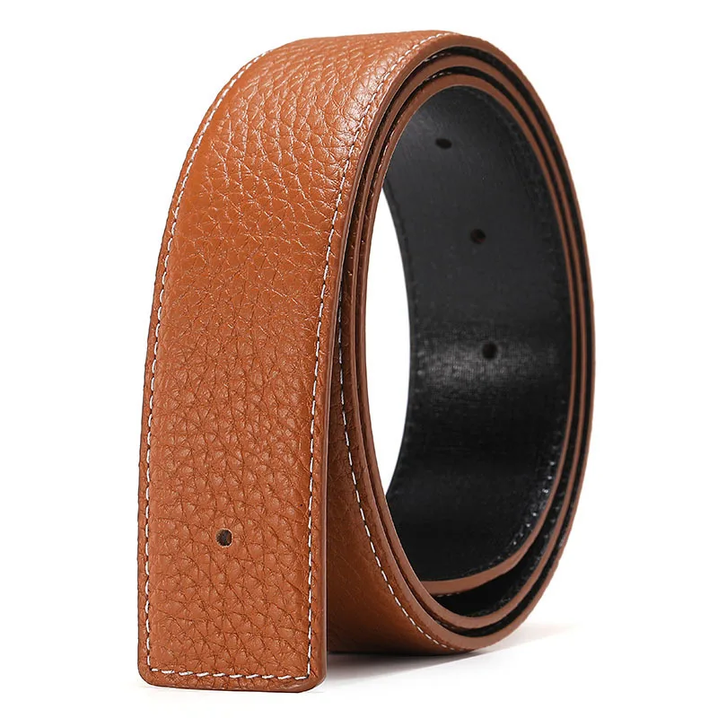 High-quality Luxury Fashion Men's Leather Belt Without Buckle Belt Waistband Business Belt Width 3.7 Cm