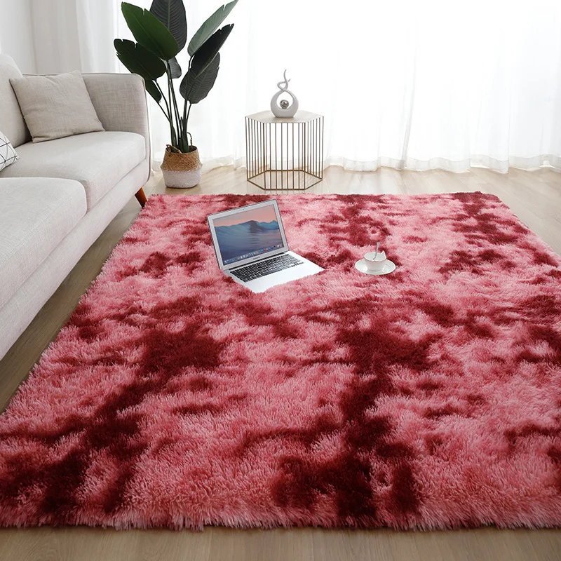

Plush Tie Dye Rug Long Plush Carpets Thick Rug For Living Room Children Room Decoration Nordic Style Thicker Pile Fluffy Rug