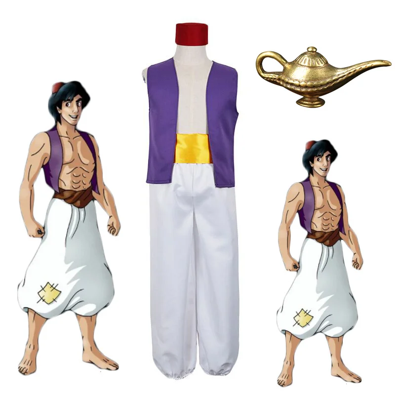 

Adult Kids Aladdin Lamp Prince Men Aladdin Costume Halloween Anime Cosplay Fancy Dress Adam Prince Costumes