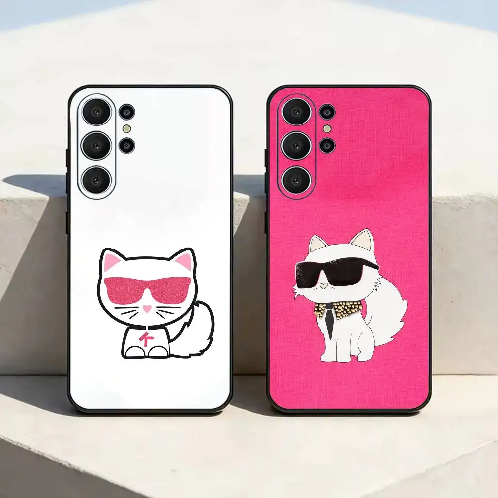 Фото Чехол для телефона K-Karls Lagerfelds Cat Gift, черный, силиконовый, мягкий, для Samsung S25, S24, S21, S22, S23, S30, Ultra, S20, Plus, Fe, Lite №1