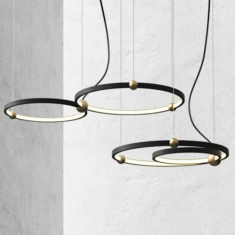 Italy Creative Design Metal Bright Led Pendant Light Fixture 30/40/50CM Nordic Bedroom Living room Round Ring Pendant Lamp