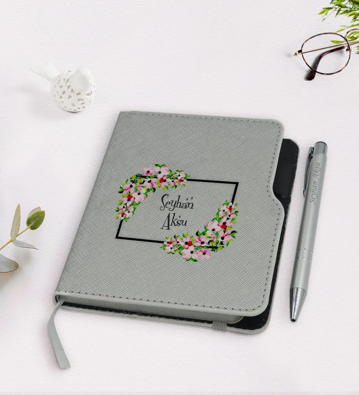

Personalized Is Gray Thermo Leather Notebook Pen Seti-15