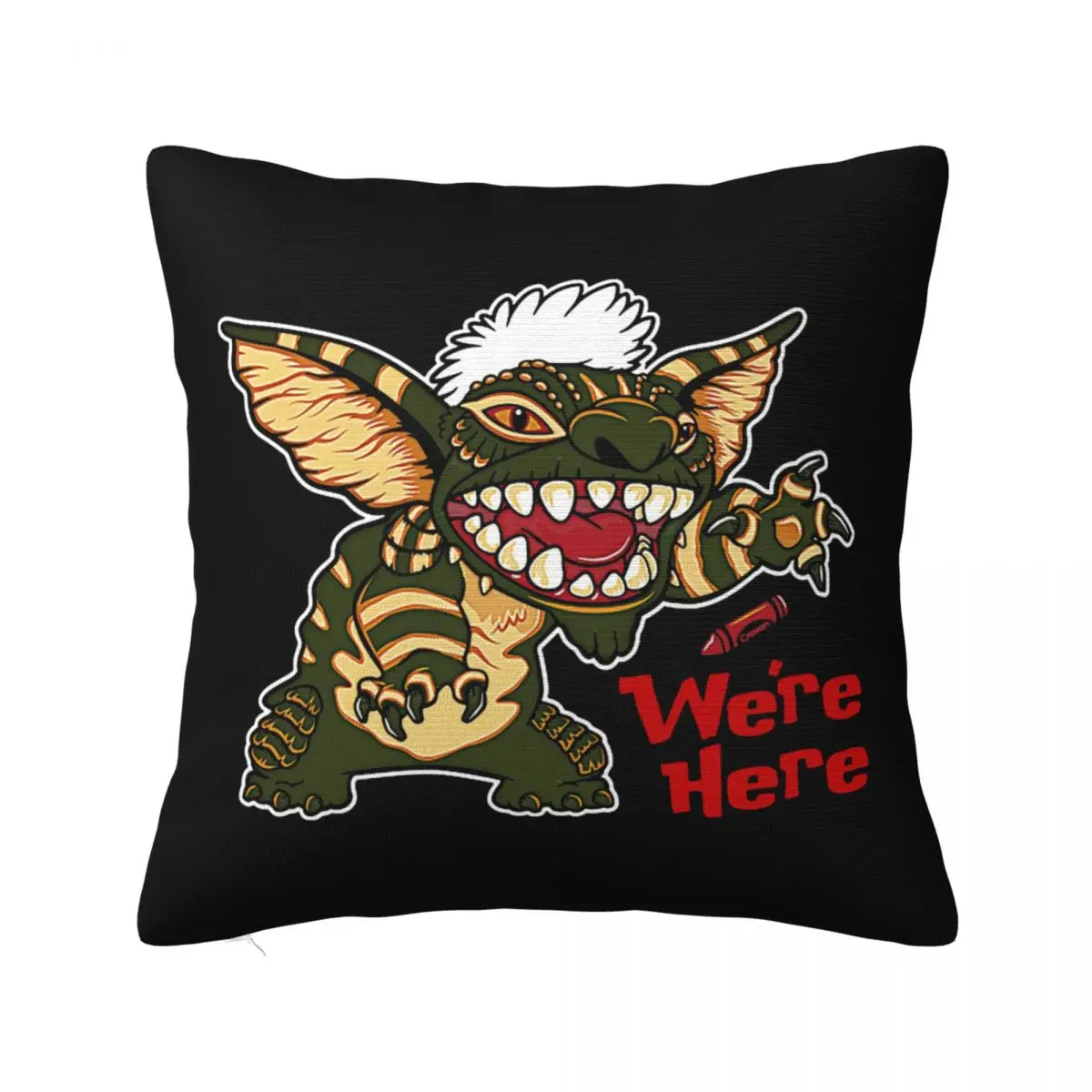 

We're Here Gremlins 80's Cult Movie Pillowcase Soft Fabric Cushion Cover Decoration Mogwai Pillow Case Cover Home Square 40*40cm