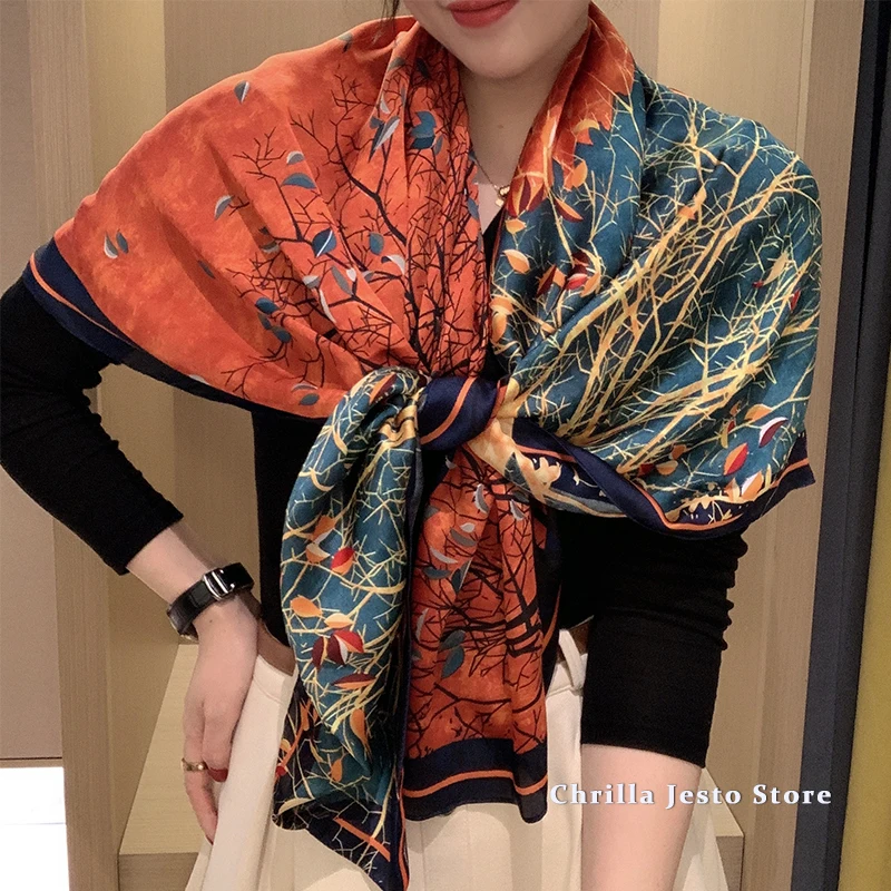 Женские Модные Лоскутные Цветные Шарфы с цветочным принтом большого размера 110