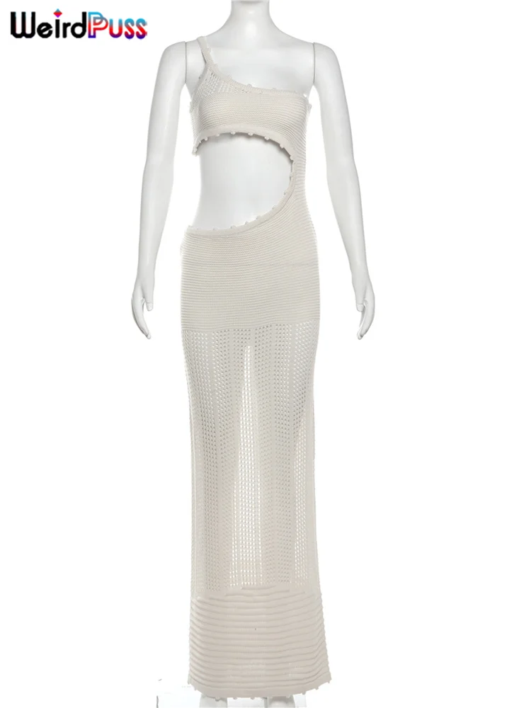 Прозрачное облегающее платье на одно плечо