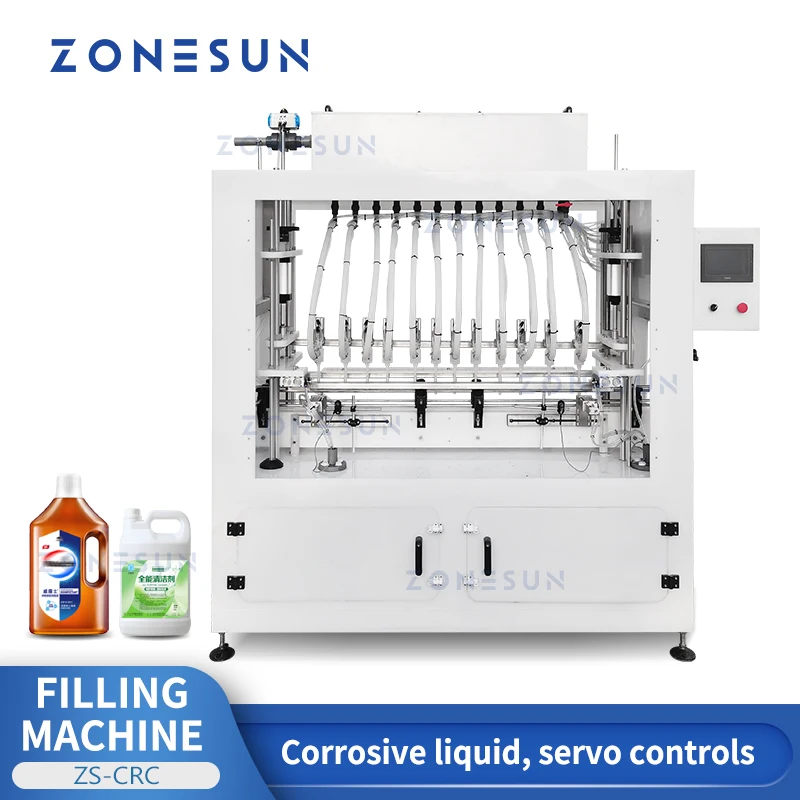 ZONESUN Corrosive Liquid Filling Machine Automatic Toilet Cleaner Disinfectant Nail Polish Remover Acid Bleach Production ZS-CRC