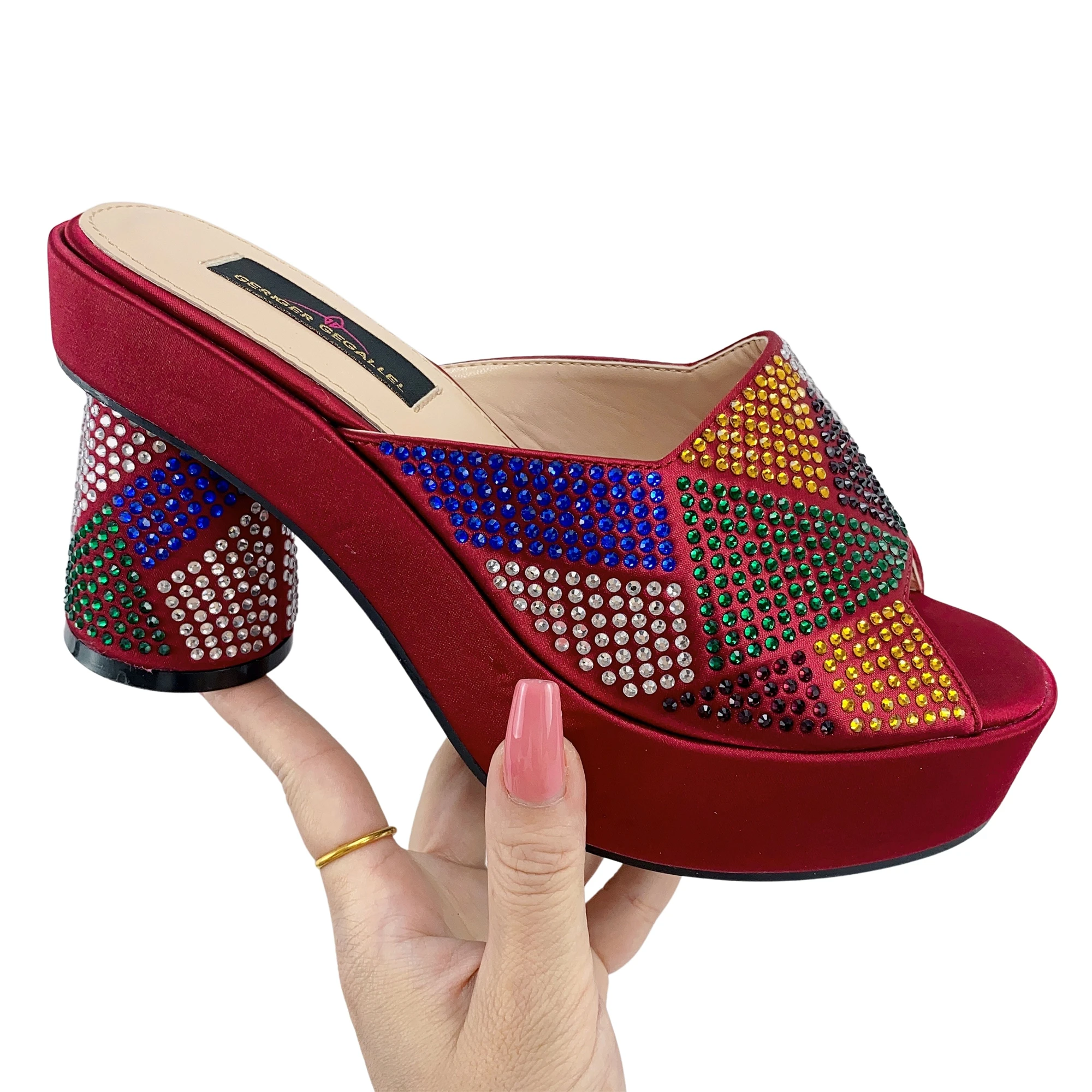 Silver Wedding Party Sandals Comfy Shoes Summer Wedding Evening Party Pumps High Sandals Chunky Platform Sandals Women Lady Heel