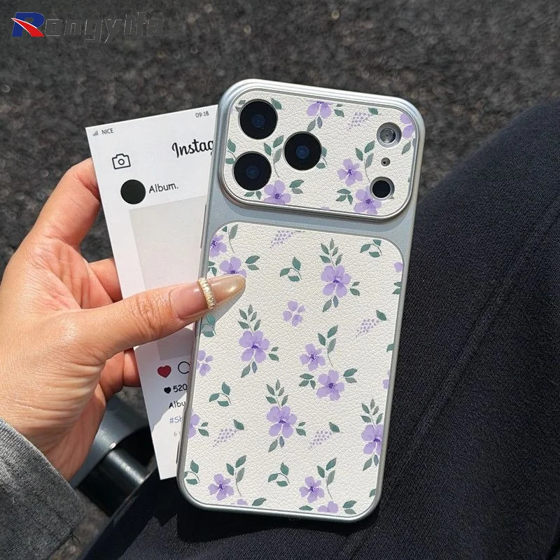 Фото Чехол для телефонов Realme N65 N63 N61 N55 N53 Note 80 70 70T 60 60X 50 Q5 Q5i Q3 Q3i Q2 5G 4G, белый, из искусственной кожи, с фиолетовым цветочным узором №2
