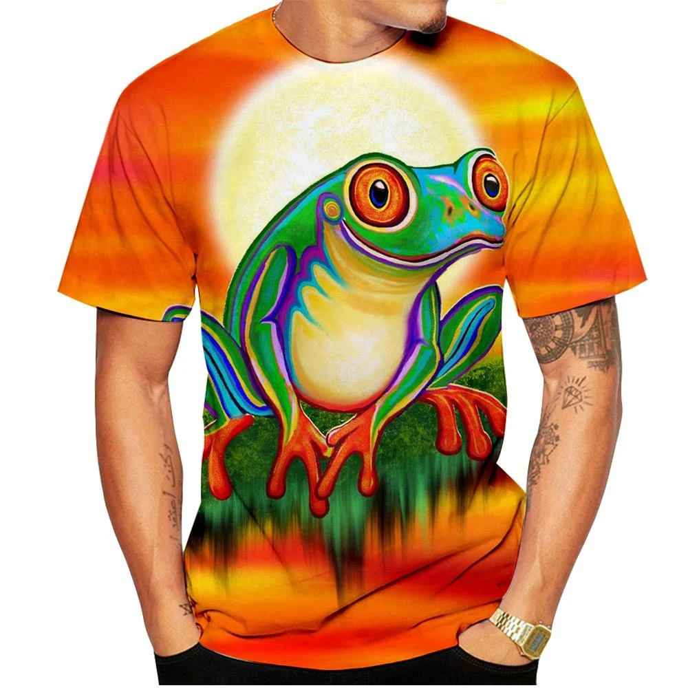 

Cute Frog 3D Print Men's T Shirt For Man Clothing Summer O-Neck Short Sleeve Oversized Tops Casual Tee Loose Streetwear Unisex