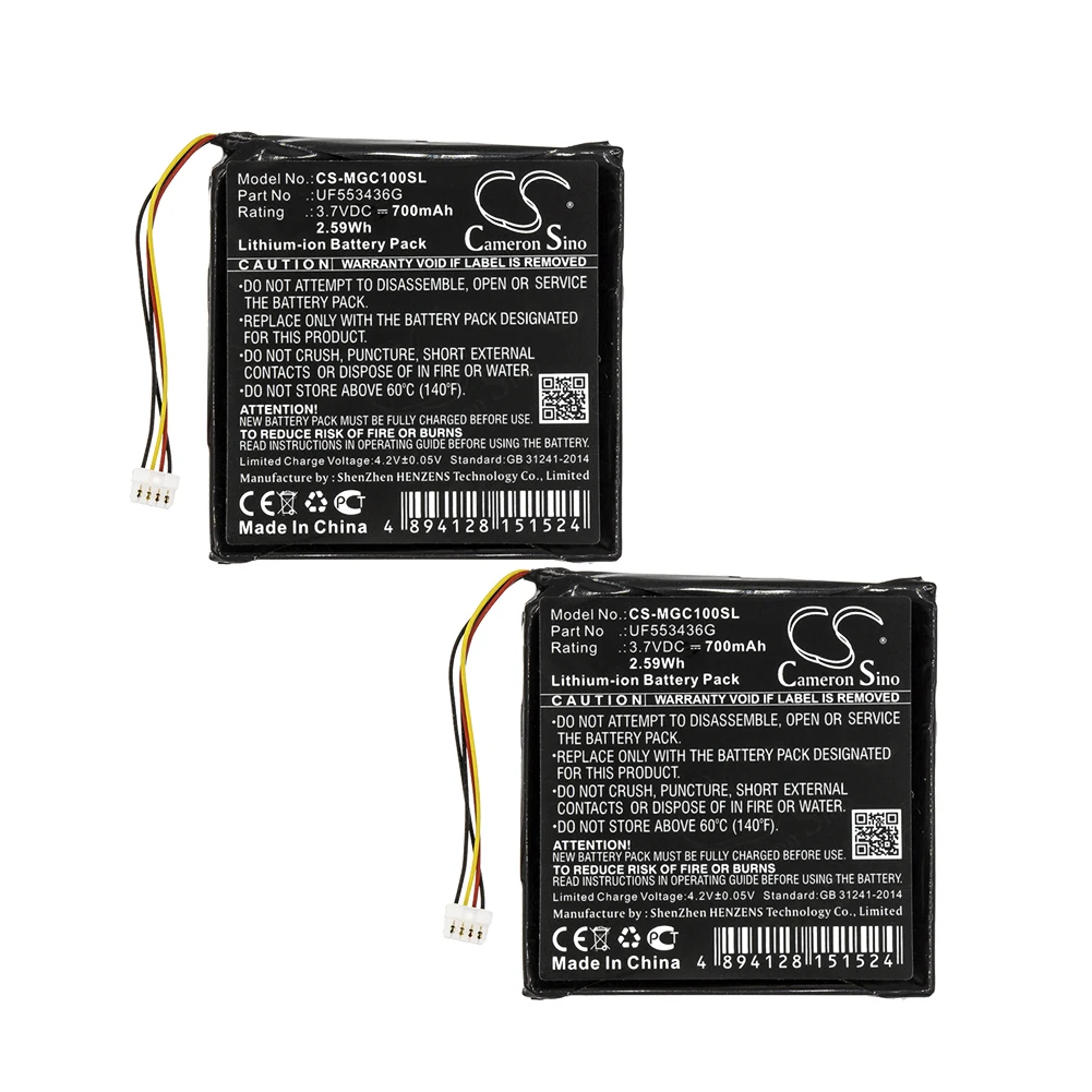 

2 шт., батарея 700 мА для Magellan Cyclo 100, Cyclo100 ER-009311, UF553436G