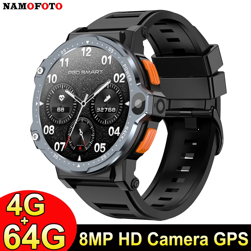 

NAMOFOTO 2023 New Smart Watch 4G LTE 1.54'' 2+8MP Dual Cameras 4GB+64GB 800mAh GPS SIM Card Wi-Fi Android 8.1 Men Smartwatch