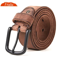 fralu mens belt natural skin cowhide belt black buckle vintage casual cowhide belt delivery in 24 hours zk18